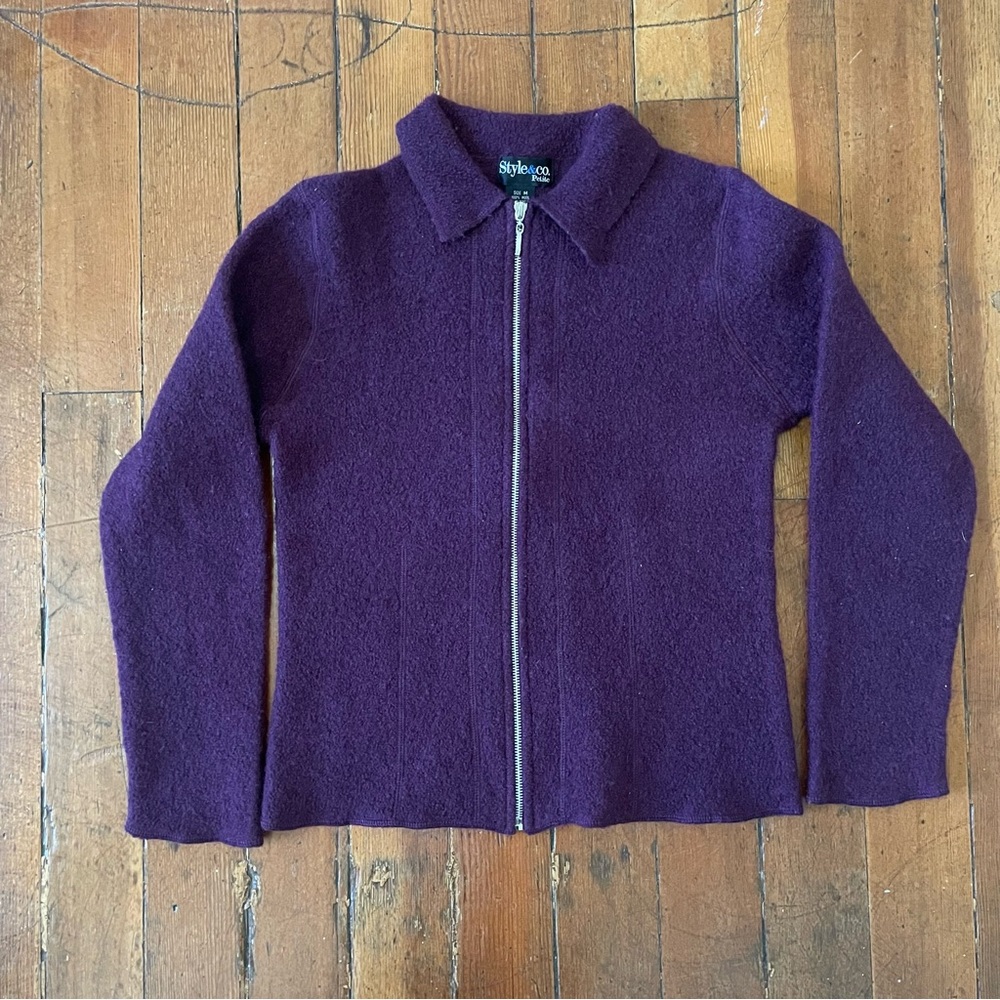 100% Wool Style & Co Purple Zip Up Jacket